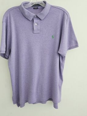 Polo by Ralph Lauren Men’s Lavender Custom Fit Green Pony Cotton Polo Shirt